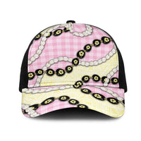 Pink Palaka Hawaii Mesh Trucker Cap Kukui Nut Pikake Lei Hawaiian Tapa Pattern LT14 One Size Black Pink - Polynesian Pride