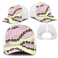 Pink Palaka Hawaii Mesh Trucker Cap Kukui Nut Pikake Lei Hawaiian Tapa Pattern LT14 - Polynesian Pride