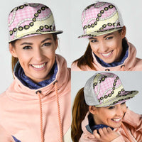 Pink Palaka Hawaii Mesh Trucker Cap Kukui Nut Pikake Lei Hawaiian Tapa Pattern LT14 - Polynesian Pride