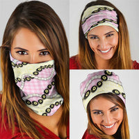 Pink Palaka Hawaii Neck Gaiter Kukui Nut Pikake Lei Hawaiian Tapa Pattern - Polynesian Pride