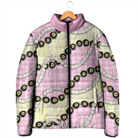 Pink Palaka Hawaii Padded Jacket Kukui Nut Pikake Lei Hawaiian Tapa Pattern LT14 - Polynesian Pride