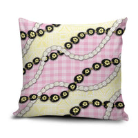 Pink Palaka Hawaii Pillow Cover Kukui Nut Pikake Lei Hawaiian Tapa Pattern - Polynesian Pride