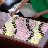 Pink Palaka Hawaii Puzzle Kukui Nut Pikake Lei Hawaiian Tapa Pattern LT14 - Polynesian Pride