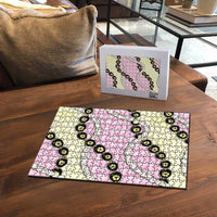 Pink Palaka Hawaii Puzzle Kukui Nut Pikake Lei Hawaiian Tapa Pattern LT14 - Polynesian Pride