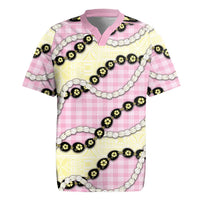 Pink Palaka Hawaii Rugby Jersey Kukui Nut Pikake Lei Hawaiian Tapa Pattern LT14 Pink - Polynesian Pride