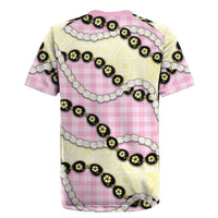 Pink Palaka Hawaii Rugby Jersey Kukui Nut Pikake Lei Hawaiian Tapa Pattern LT14 - Polynesian Pride