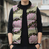 Pink Palaka Hawaii Sleeveless Puffer Jacket Kukui Nut Pikake Lei Hawaiian Tapa Pattern LT14 - Polynesian Pride