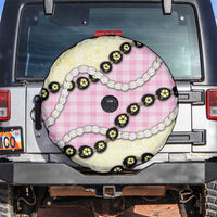 Pink Palaka Hawaii Spare Tire Cover Kukui Nut Pikake Lei Hawaiian Tapa Pattern - Polynesian Pride