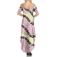 Pink Palaka Hawaii Summer Maxi Dress Kukui Nut Pikake Lei Hawaiian Tapa Pattern LT14 - Polynesian Pride