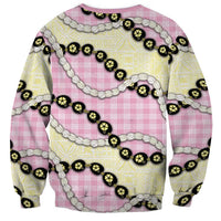 Pink Palaka Hawaii Sweatshirt Kukui Nut Pikake Lei Hawaiian Tapa Pattern LT14 - Polynesian Pride