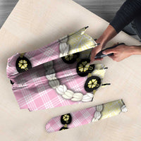 Pink Palaka Hawaii Umbrella Kukui Nut Pikake Lei Hawaiian Tapa Pattern - Polynesian Pride