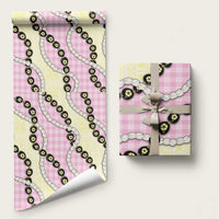 Pink Palaka Hawaii Wrapping Paper Kukui Nut Pikake Lei Hawaiian Tapa Pattern LT14 58" × 23" Pink - Polynesian Pride