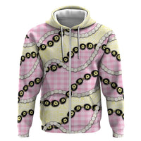 Pink Palaka Hawaii Zip Hoodie Kukui Nut Pikake Lei Hawaiian Tapa Pattern - Polynesian Pride