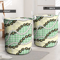 Green Palaka Hawaii Laundry Basket Kukui Nut Pikake Lei Hawaiian Tapa Pattern LT14 - Polynesian Pride
