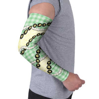 Green Palaka Hawaii Arm Sleeves Kukui Nut Pikake Lei Hawaiian Tapa Pattern LT14 - Polynesian Pride