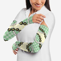 Green Palaka Hawaii Arm Sleeves Kukui Nut Pikake Lei Hawaiian Tapa Pattern LT14 - Polynesian Pride