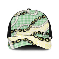 Green Palaka Hawaii Baseball Net Cap Kukui Nut Pikake Lei Hawaiian Tapa Pattern LT14 One Size Black Green - Polynesian Pride
