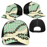 Green Palaka Hawaii Baseball Net Cap Kukui Nut Pikake Lei Hawaiian Tapa Pattern LT14 - Polynesian Pride