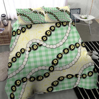 Green Palaka Hawaii Bedding Set Kukui Nut Pikake Lei Hawaiian Tapa Pattern - Polynesian Pride