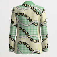Green Palaka Hawaii Blazer Kukui Nut Pikake Lei Hawaiian Tapa Pattern - Polynesian Pride