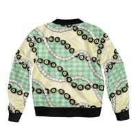 Green Palaka Hawaii Bomber Jacket Kukui Nut Pikake Lei Hawaiian Tapa Pattern LT14 - Polynesian Pride