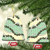 Green Palaka Hawaii Ceramic Ornament Kukui Nut Pikake Lei Hawaiian Tapa Pattern - Polynesian Pride