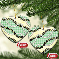 Green Palaka Hawaii Ceramic Ornament Kukui Nut Pikake Lei Hawaiian Tapa Pattern - Polynesian Pride