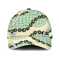 Green Palaka Hawaii Classic Cap Kukui Nut Pikake Lei Hawaiian Tapa Pattern LT14 Universal Fit Green - Polynesian Pride