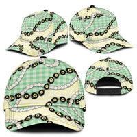 Green Palaka Hawaii Classic Cap Kukui Nut Pikake Lei Hawaiian Tapa Pattern LT14 - Polynesian Pride