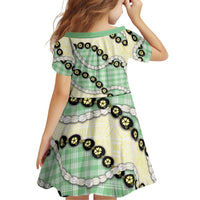 Green Palaka Hawaii Family Matching Off Shoulder Maxi Dress and Hawaiian Shirt Kukui Nut Pikake Lei Hawaiian Tapa Pattern - Polynesian Pride
