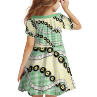 Green Palaka Hawaii Family Matching Off Shoulder Maxi Dress and Hawaiian Shirt Kukui Nut Pikake Lei Hawaiian Tapa Pattern - Polynesian Pride