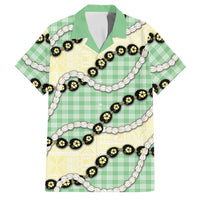 Green Palaka Hawaii Family Matching Off Shoulder Maxi Dress and Hawaiian Shirt Kukui Nut Pikake Lei Hawaiian Tapa Pattern - Polynesian Pride