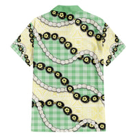 Green Palaka Hawaii Family Matching Off Shoulder Maxi Dress and Hawaiian Shirt Kukui Nut Pikake Lei Hawaiian Tapa Pattern - Polynesian Pride
