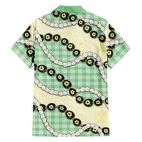 Green Palaka Hawaii Family Matching Short Sleeve Bodycon Dress and Hawaiian Shirt Kukui Nut Pikake Lei Hawaiian Tapa Pattern - Polynesian Pride