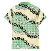 Green Palaka Hawaii Hawaiian Shirt Kukui Nut Pikake Lei Hawaiian Tapa Pattern - Polynesian Pride