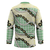 Green Palaka Hawaii Hockey Jersey Kukui Nut Pikake Lei Hawaiian Tapa Pattern LT14 - Polynesian Pride