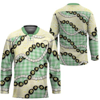 Green Palaka Hawaii Hockey Jersey Kukui Nut Pikake Lei Hawaiian Tapa Pattern LT14 - Polynesian Pride