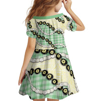 Green Palaka Hawaii Kid Short Sleeve Dress Kukui Nut Pikake Lei Hawaiian Tapa Pattern LT14 - Polynesian Pride