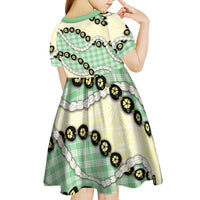 Green Palaka Hawaii Kid Short Sleeve Dress Kukui Nut Pikake Lei Hawaiian Tapa Pattern LT14 - Polynesian Pride
