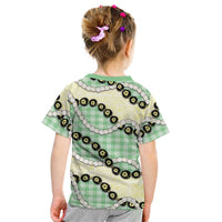 Green Palaka Hawaii Kid T Shirt Kukui Nut Pikake Lei Hawaiian Tapa Pattern LT14 - Polynesian Pride