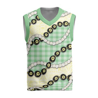 Green Palaka Hawaii Christmas Knitted V-Neck Vest Kukui Nut Pikake Lei Hawaiian Tapa Pattern LT14 Green - Polynesian Pride