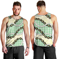 Green Palaka Hawaii Men Tank Top Kukui Nut Pikake Lei Hawaiian Tapa Pattern LT14 - Polynesian Pride