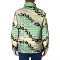 Green Palaka Hawaii Padded Jacket Kukui Nut Pikake Lei Hawaiian Tapa Pattern LT14 - Polynesian Pride