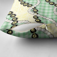 Green Palaka Hawaii Pillow Cover Kukui Nut Pikake Lei Hawaiian Tapa Pattern - Polynesian Pride