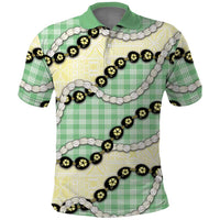 Green Palaka Hawaii Polo Shirt Kukui Nut Pikake Lei Hawaiian Tapa Pattern LT14 Green - Polynesian Pride