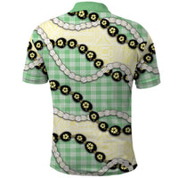 Green Palaka Hawaii Polo Shirt Kukui Nut Pikake Lei Hawaiian Tapa Pattern LT14 - Polynesian Pride