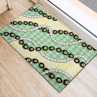 Green Palaka Hawaii Rubber Doormat Kukui Nut Pikake Lei Hawaiian Tapa Pattern LT14 - Polynesian Pride