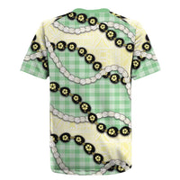 Green Palaka Hawaii Rugby Jersey Kukui Nut Pikake Lei Hawaiian Tapa Pattern LT14 - Polynesian Pride