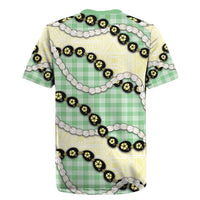 Green Palaka Hawaii Rugby Jersey Kukui Nut Pikake Lei Hawaiian Tapa Pattern - Polynesian Pride