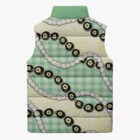 Green Palaka Hawaii Sleeveless Puffer Jacket Kukui Nut Pikake Lei Hawaiian Tapa Pattern LT14 - Polynesian Pride